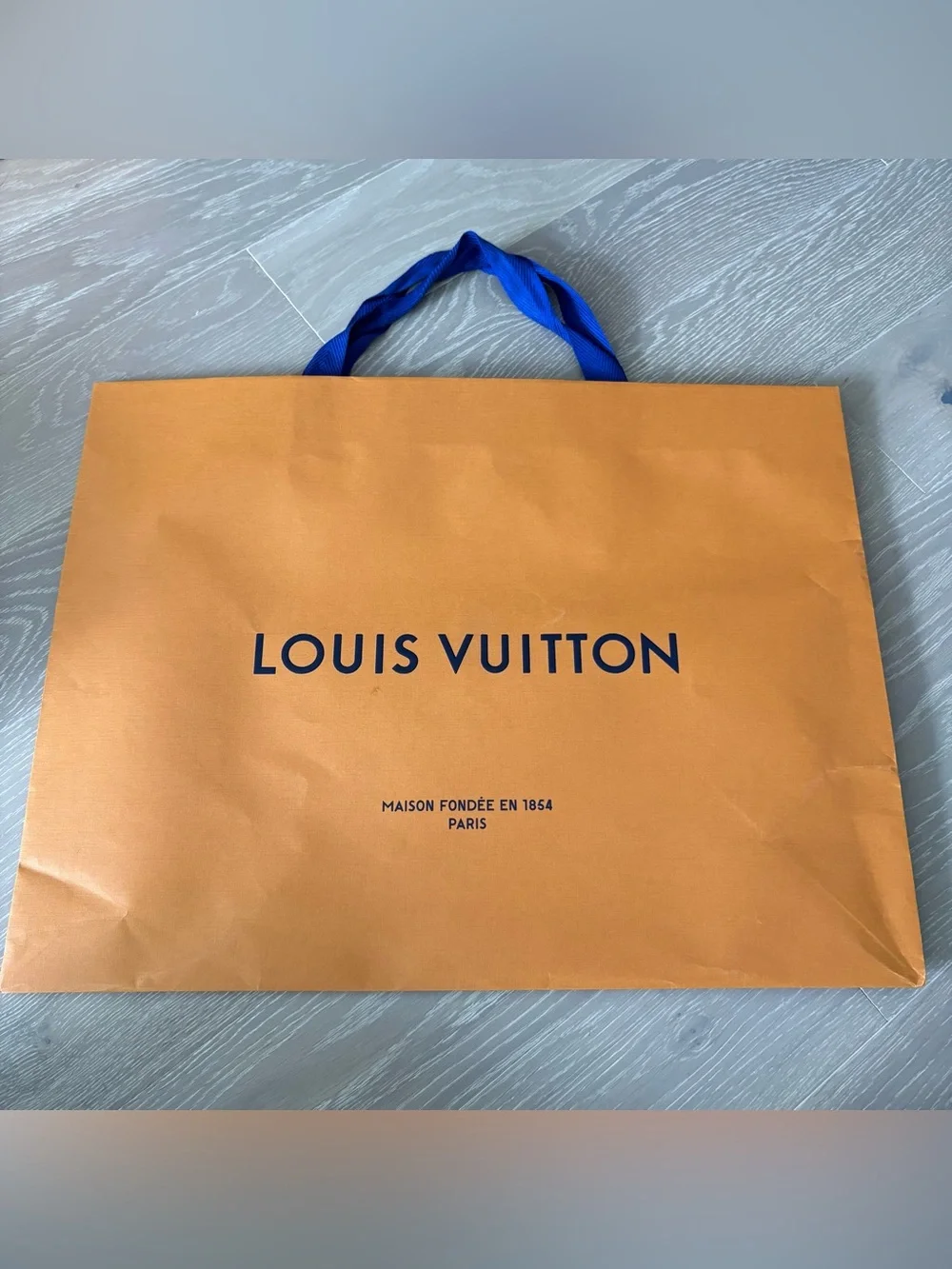 Louis Vuitton Large Shopping Bag with Blue Handles